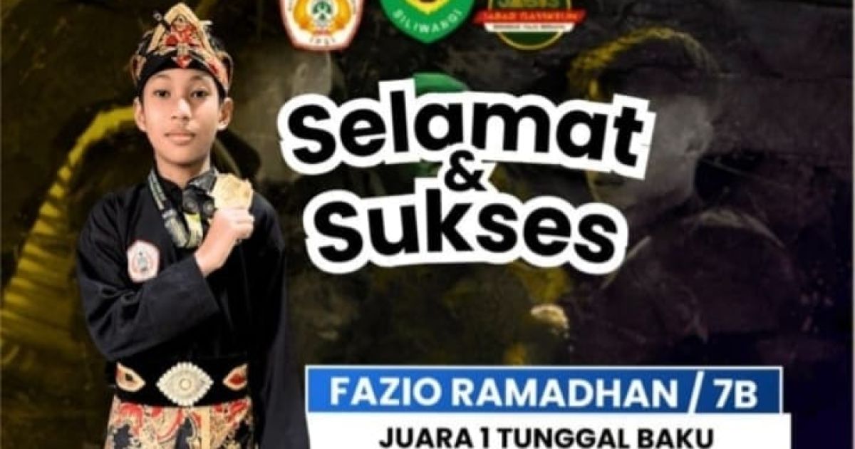 Fazio Ramadhan, siswa SMPN 01 Jonggol, meraih Juara I Pra Remaja Seni Tunggal Baku pada Kejuaraan Pencak Silat Nasional Piala Pangdam III Siliwangi 2026.