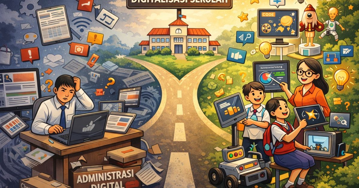 Digitalisasi sekolah terus didorong, tetapi apakah benar meningkatkan kualitas pembelajaran? Simak analisis kritis transformasi digital pendidikan, termasuk konteks Kabupaten Bogor