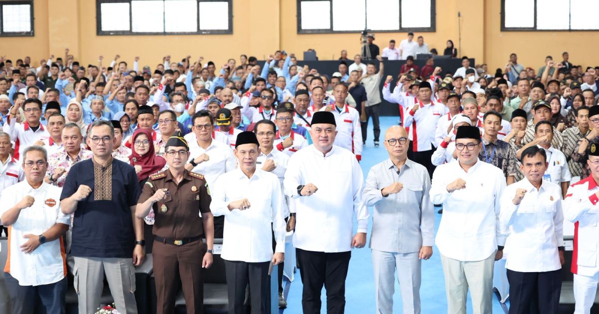 Bupati Bogor Rudy Susmanto saat menghadiri Rapat Koordinasi BPD Kabupaten Bogor yang digelar Abpednas di Gelora Pakansari, Cibinong.