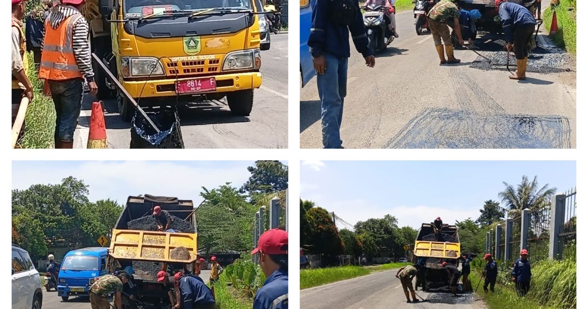 Pemkab Bogor percepat perbaikan jalan berlubang di Jalan BRIN jelang Idul Fitri 2026. Warga sambut positif demi keamanan dan kelancaran arus mudik.