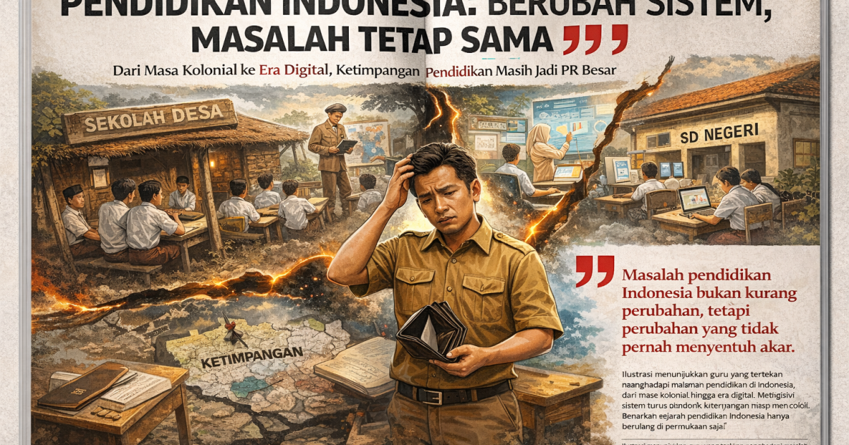 Sejarah panjang pendidikan Indonesia dari kolonial hingga digital menunjukkan masalah lama: ketimpangan, distribusi guru, dan kebijakan yang belum menyentuh akar.
