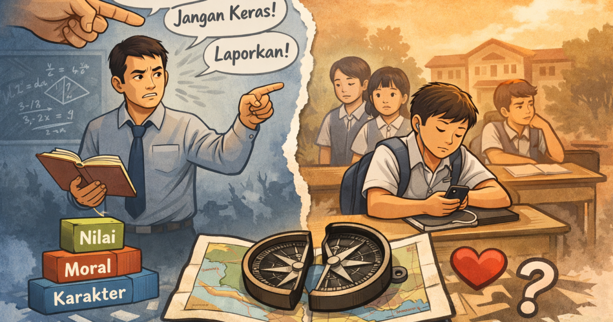 Fenomena guru yang dibatasi dalam mendidik namun kerap disalahkan orang tua menjadi ancaman serius bagi masa depan pendidikan Indonesia. Ketegasan dianggap kekerasan, karakter siswa terancam.