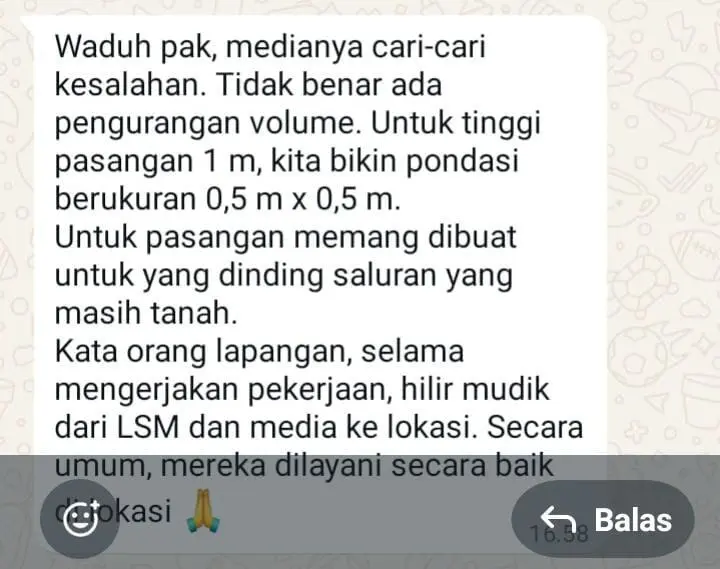 Proyek Saluran Air di Tonjong Jadi Sorotan, Kepala UPT Irigasi Sebut Media ‘Cari-cari Kesalahan’