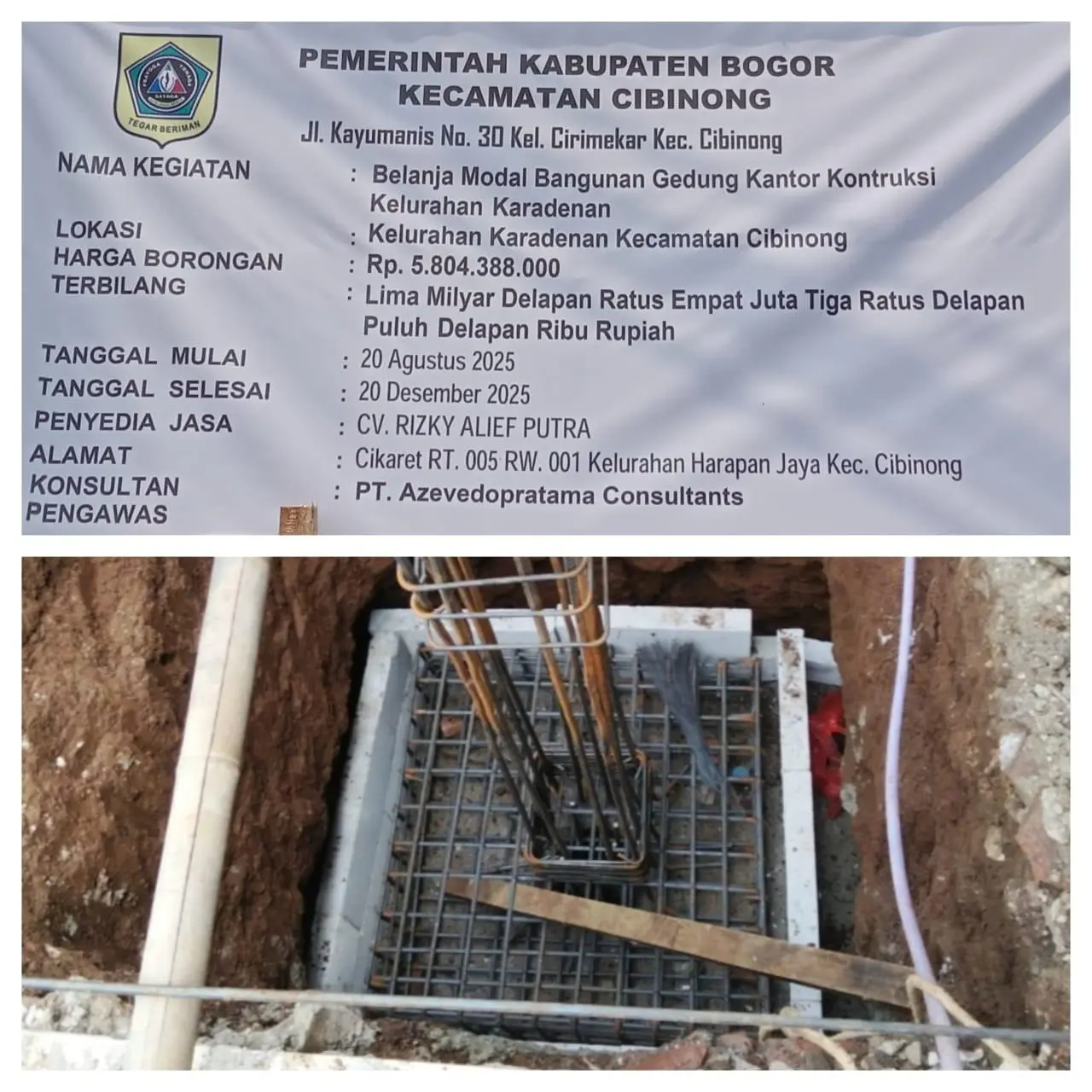 Proyek Kantor Kelurahan Karadenan Disorot, Bekisting Pondasi Pakai Hebel?
