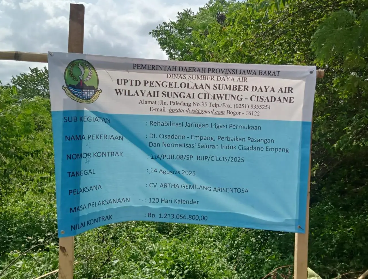 Proyek Irigasi Rp 1,2 Miliar di Bogor Disorot, Papan Proyek Tak Cantumkan Konsultan