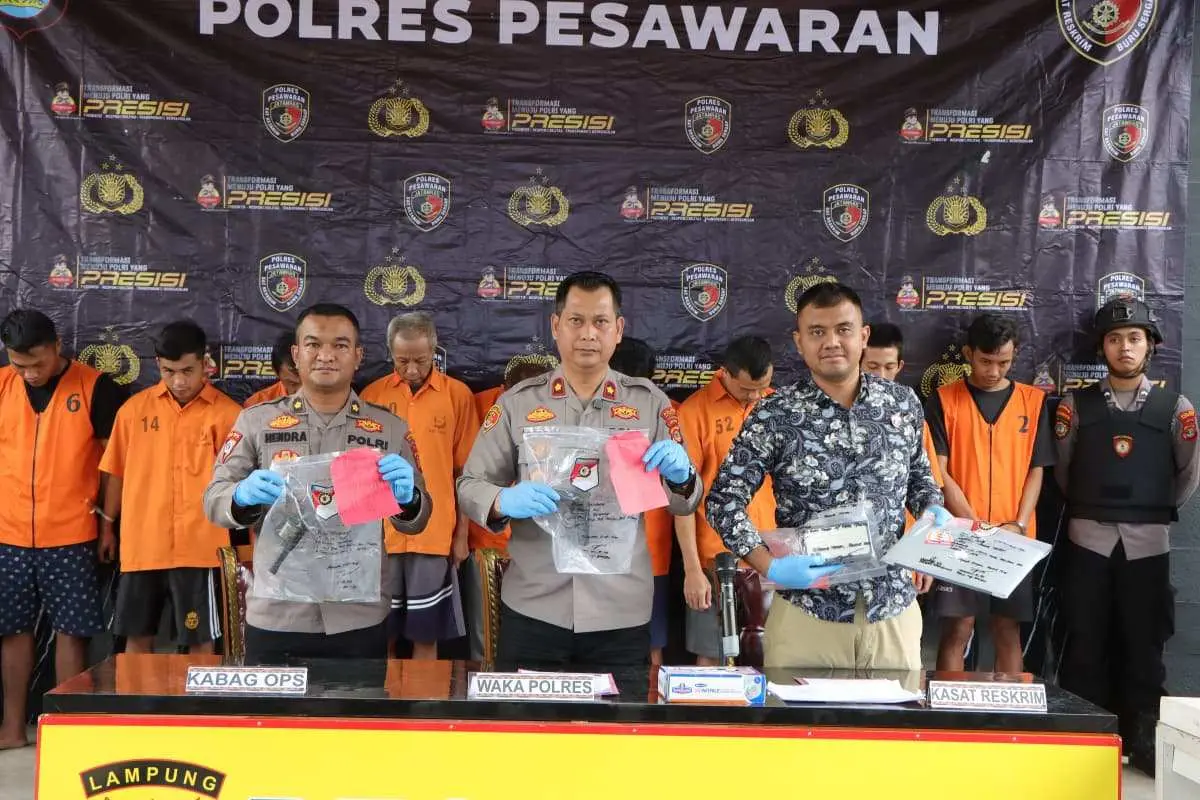 Polres Pesawaran Ungkap 13 Kasus Kriminal Sepanjang Agustus, 9 Tersangka Diamankan