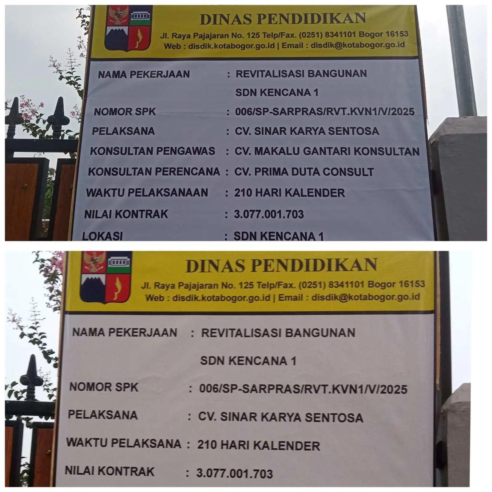 Proyek Revitalisasi SDN Kencana 1 Bogor Diwarnai Perubahan Data: Ada Apa dengan Transparansi?