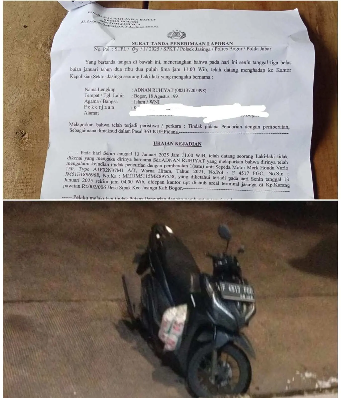 Komplotan Curanmor Bersenjata Softgun Beraksi di Jasinga, Bikin Was-was Warga