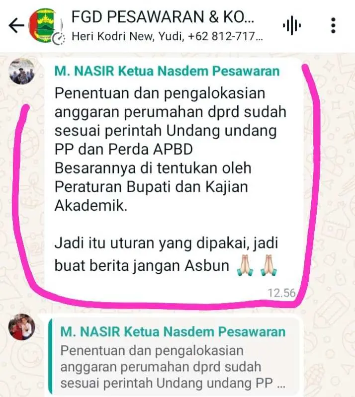 Wakil Ketua DPRD Pesawaran M Nasir Tuding Media Buat Berita “Asbun” Terkait Tunjungan Perumahan