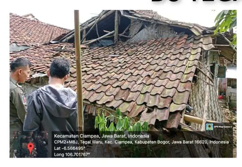 Polsek Ciampea,Instansi Terkait Cek  Rumah Warga Roboh Terdampak Bencana Alam Desa Tegalwaru 