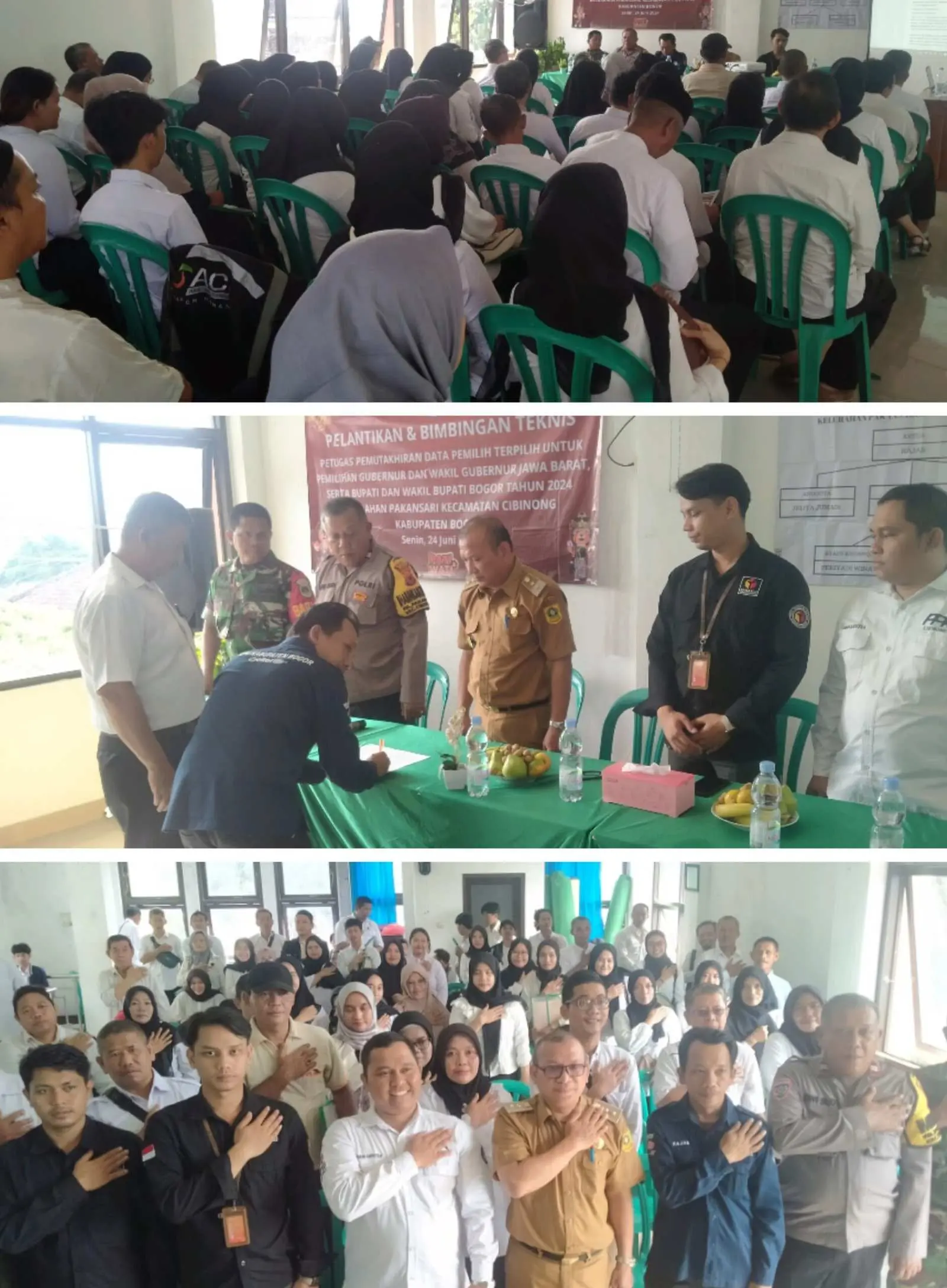 Pelantikan Dan Bimbingan Tehnis Anggota Panitia Pemilihan Suara Kelurahan Pakansari.