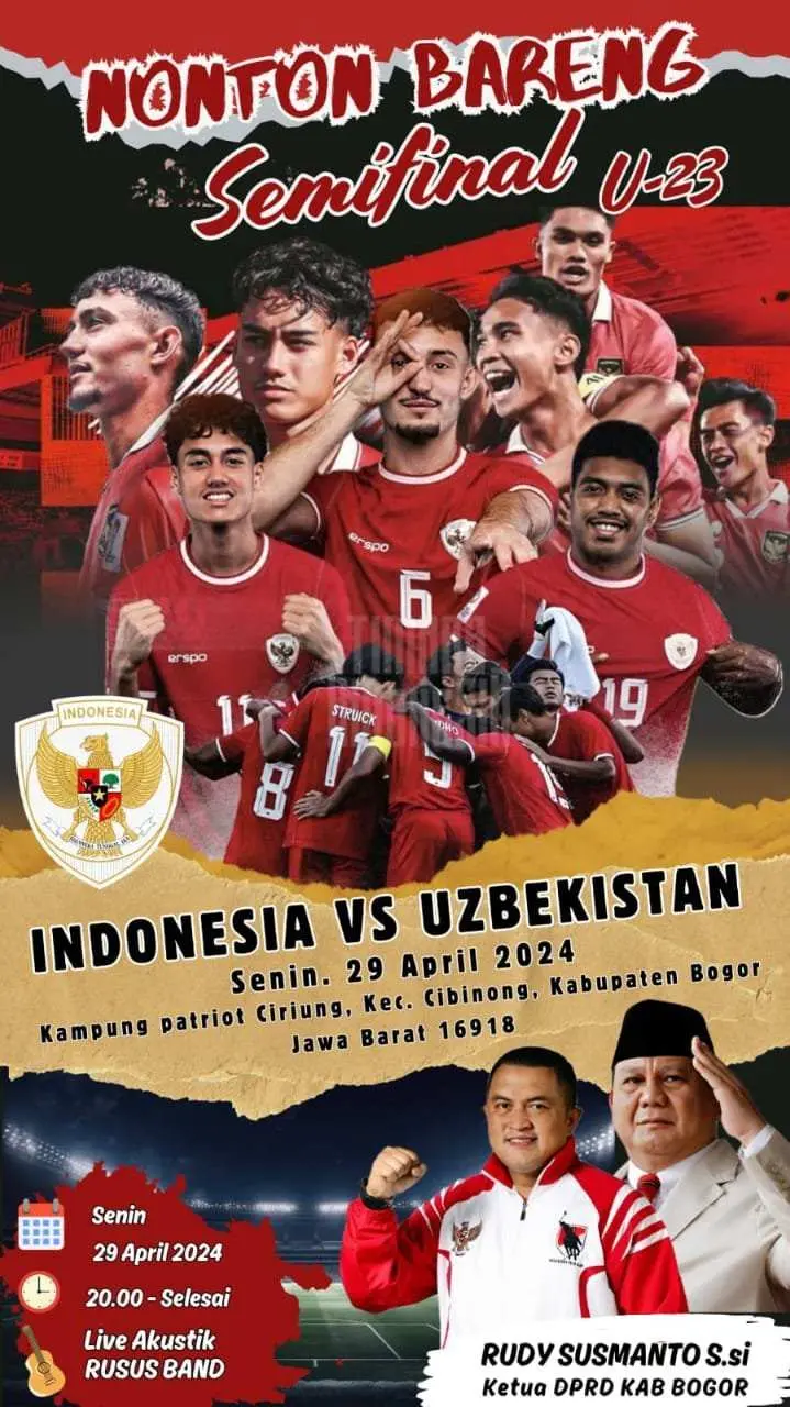 Ketua DPRD Kabupaten Bogor Ajak Warga Nobar Semifinal Timnas Indonesia U-23