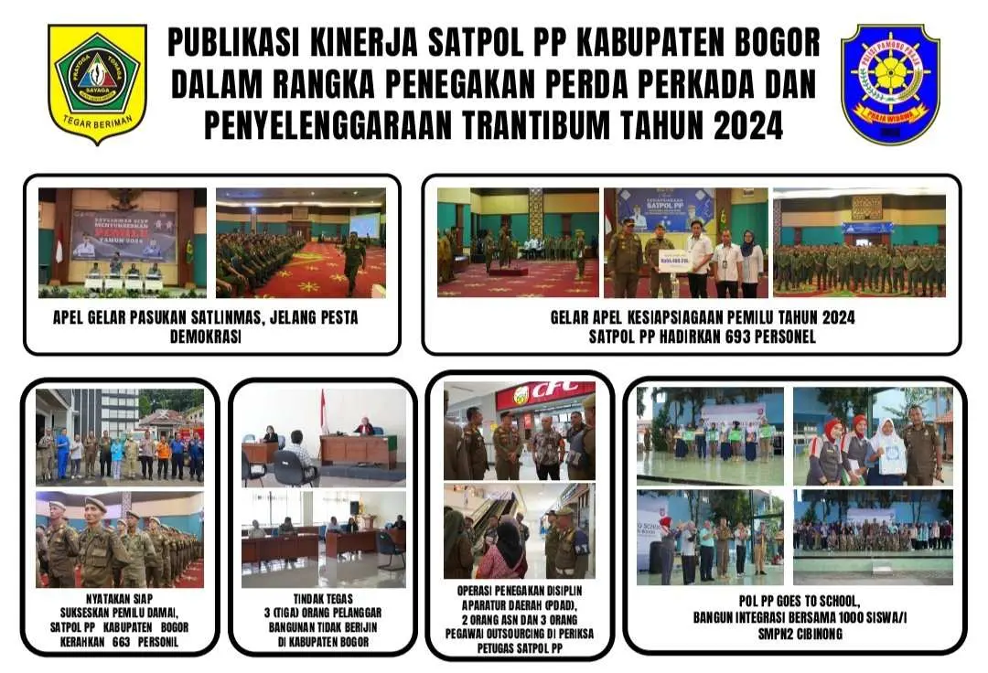 Publikasi Kinerja Satpol PP Kabupaten Bogor, Penegakan Perda PERKADA dan Penyelenggaraan Trantibum Tahun  2024