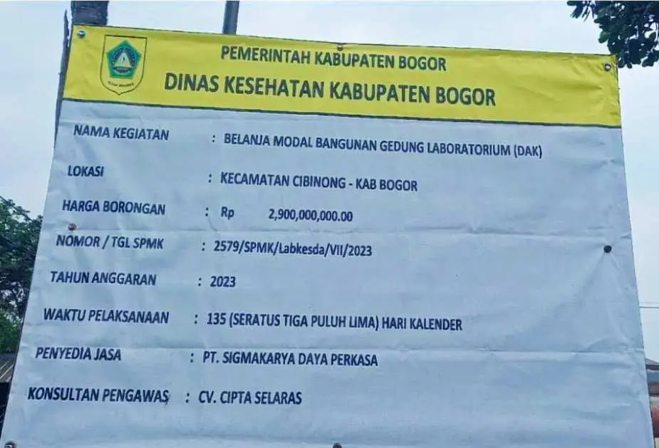 Proses Tender Bangunan Gedung Laboratorium Dinkes Kabupaten Bogor Diduga Ada Kejanggalan