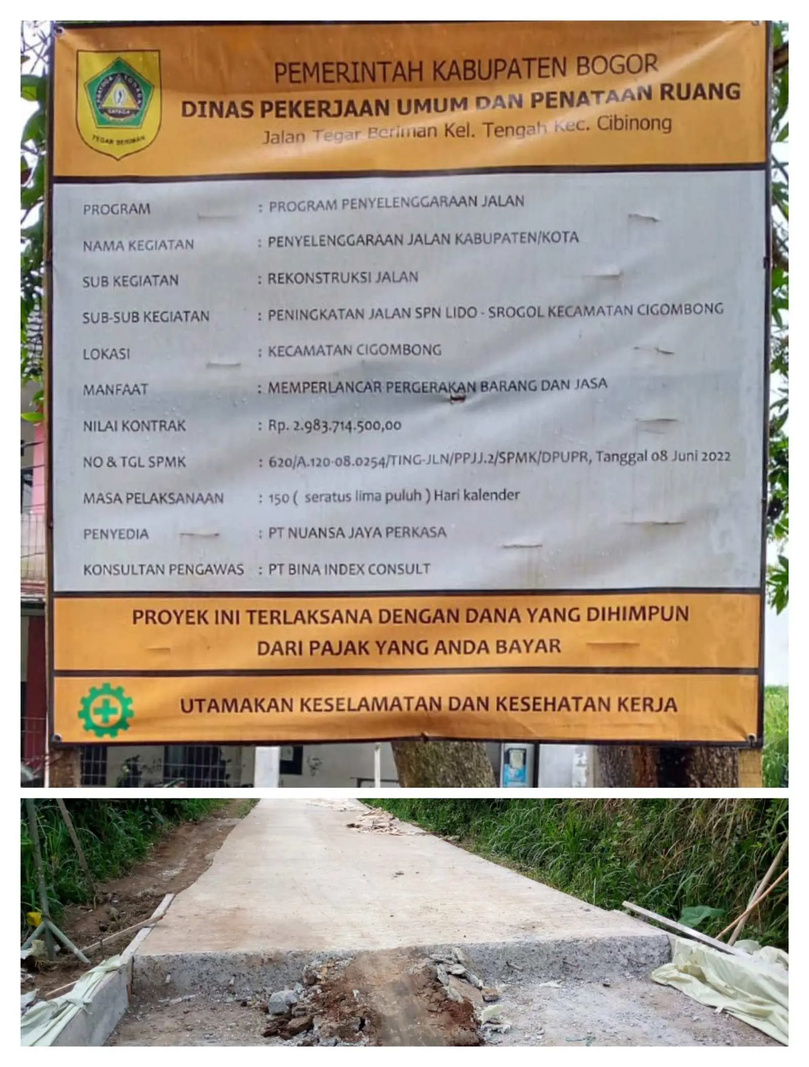 Proyek Jalan SPN Lido – Srogol Batal Dicor, Pelaksana Proyek : Kendala Ada Di Konsultan Pengawas