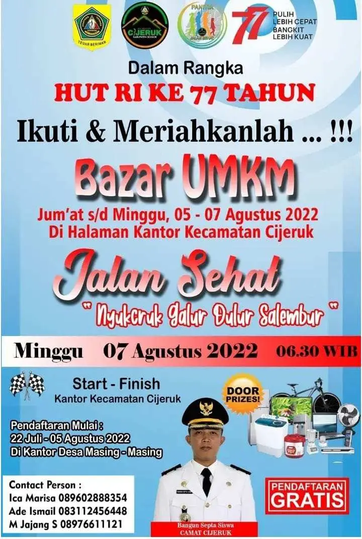 Meriahkan HUT RI Ke 77, Pemcam Cijeruk Gelar Bazar UMKM dan Jalan Sehat