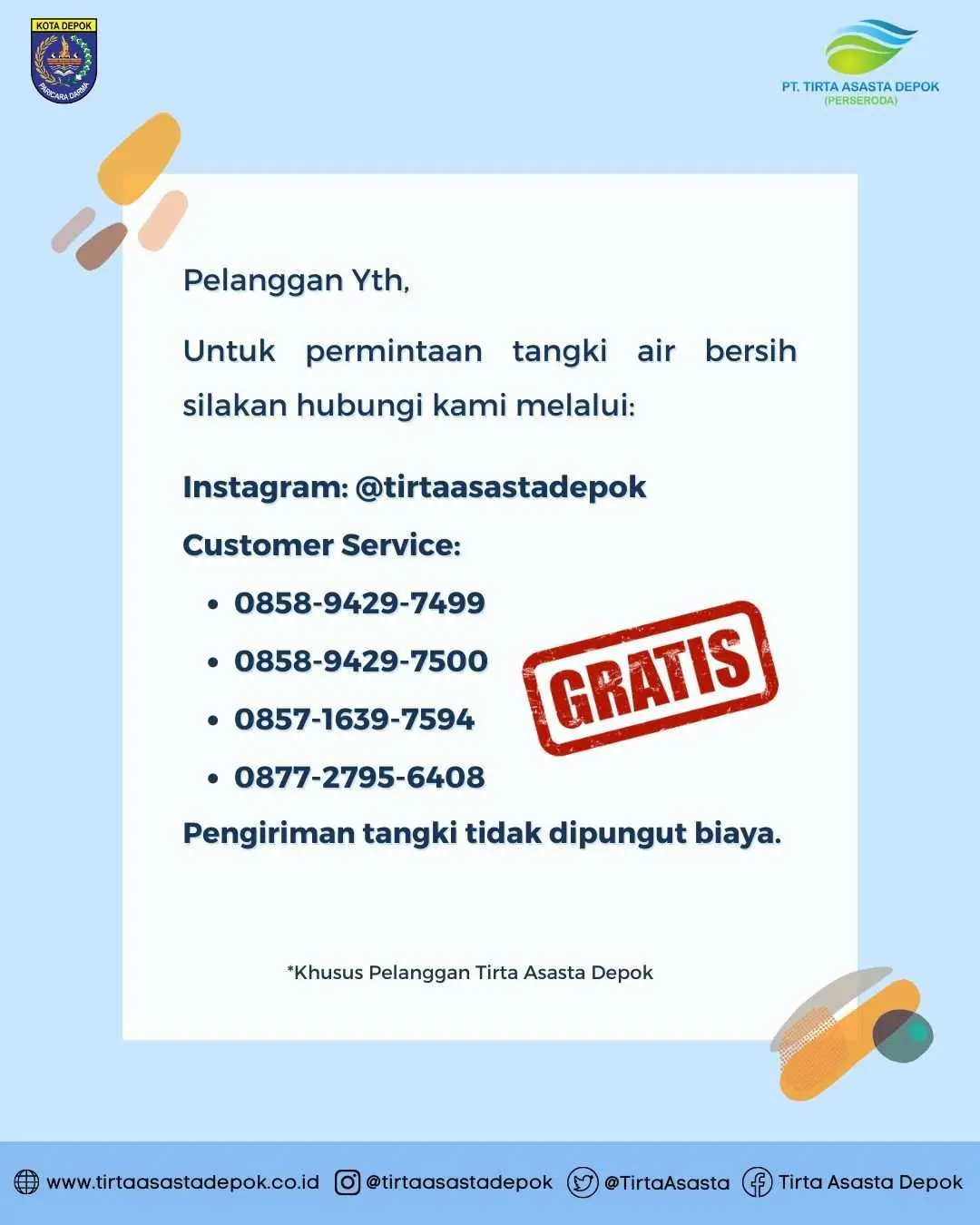 Tanggapi Keluhan Pelanggan Ini Respon PT. Tirta Asasta Kota Depok