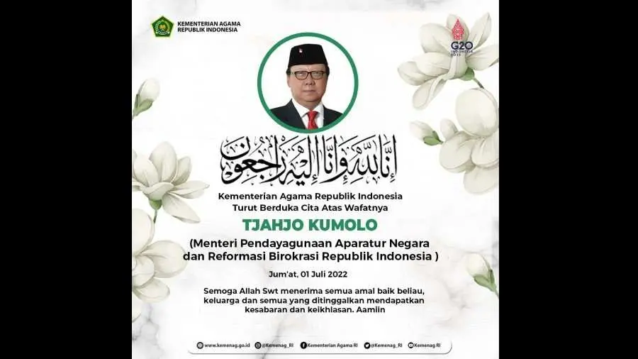 Tjahjo Kumolo Tutup Usia, Menag Yaqut: Saya Banyak Belajar Dari Beliau