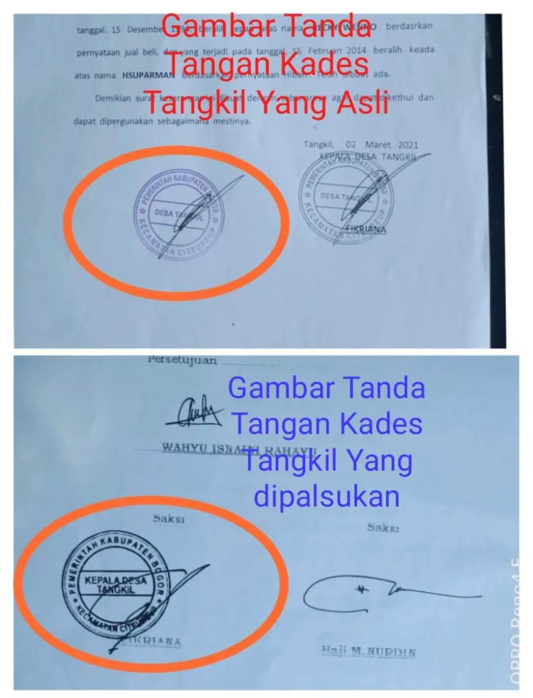 Mafia Tanah di Desa Tangkil Palsukan Tanda Tangan Kades