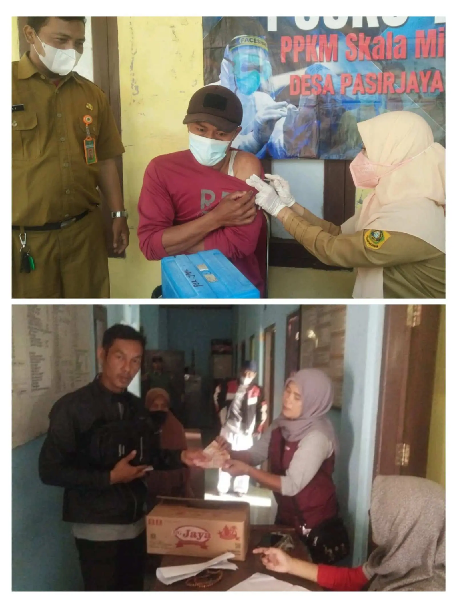 Salurkan Bantuan BPNT, Pemdes Pasir Jaya Sediakan Gerai Vaksinasi