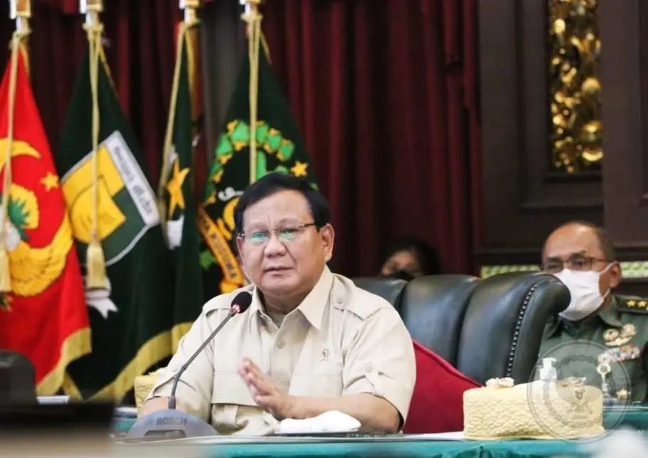 Menhan Menerima Laporan Kesiapan Dari Ketua Panitia Indo Defence 2022