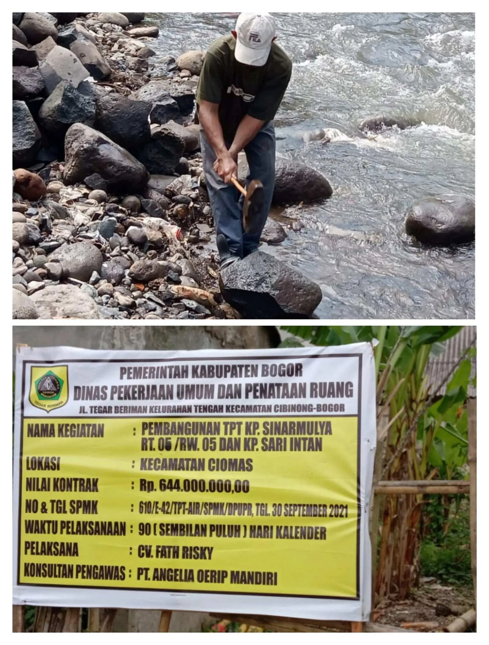Diduga Kurangi Biaya Pelaksana Proyek TPT Ini Manfaatkan Batu dari Kali