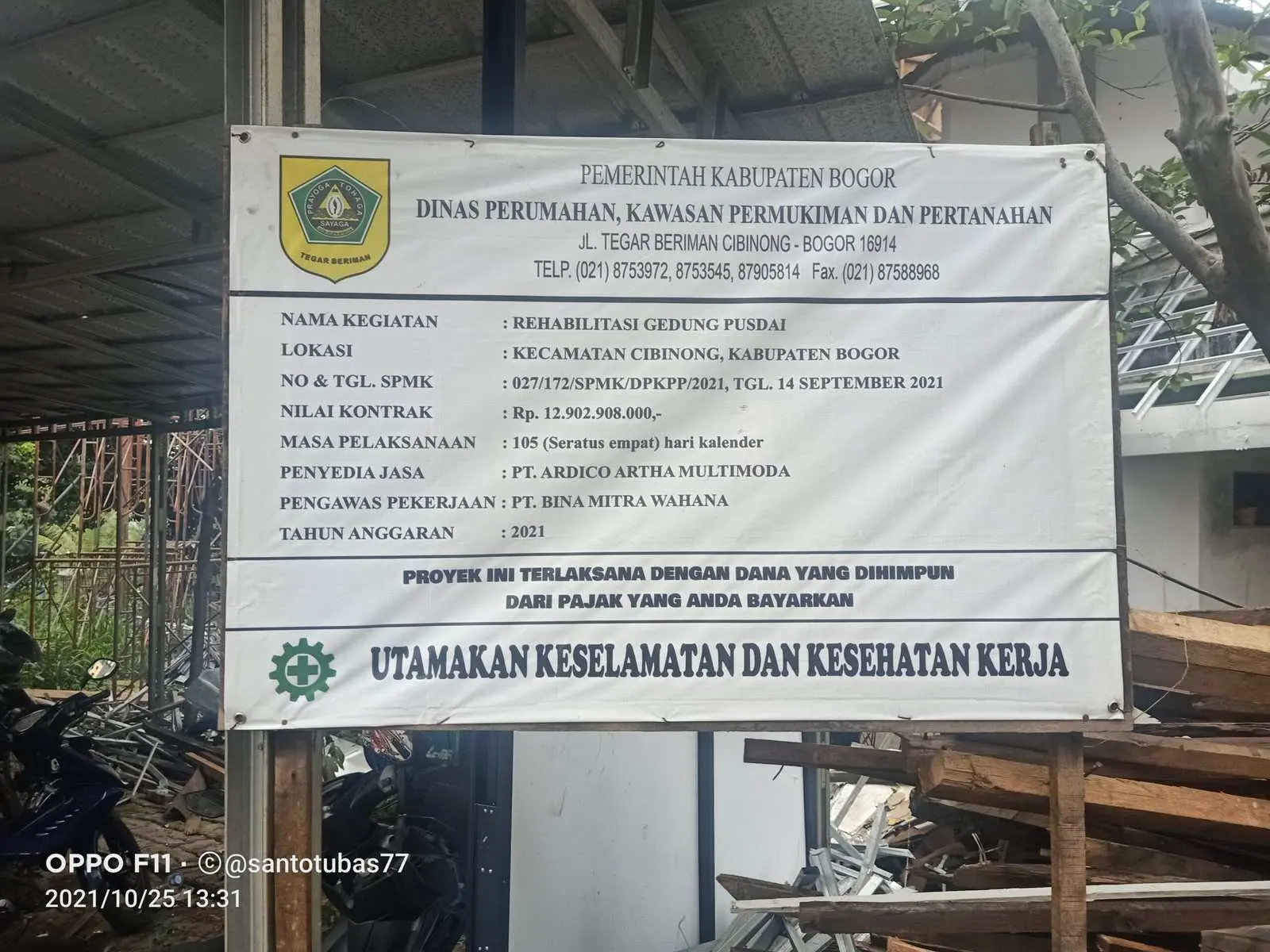 Dugaan Pekerjaan Tidak Sesuai Spek Pada Proyek Rehabilitasi Gedung Pusdai, Dinas DPKPP Bungkam