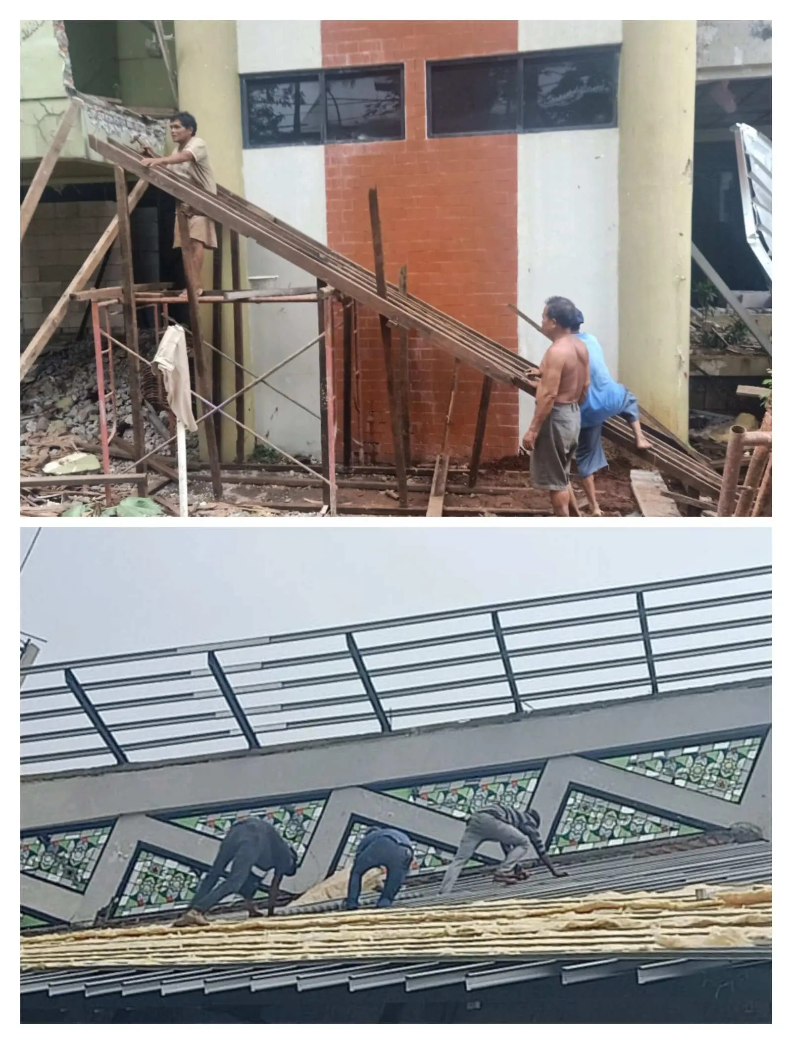 Pelaksana Proyek Rehabilitasi Gedung Pusdai Abaikan Keselamatan Pekerja