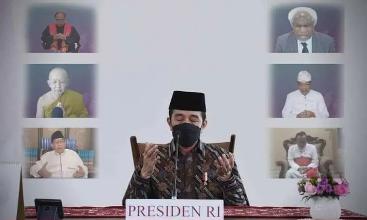 Presiden Jokowi Hadiri Acara Do’a Bersama Lintas Agama Bertajuk “Pray From Home”.